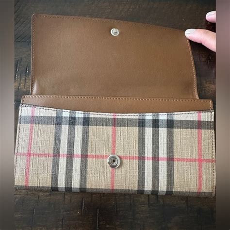 Vintage Check & Leather Continental Wallet 